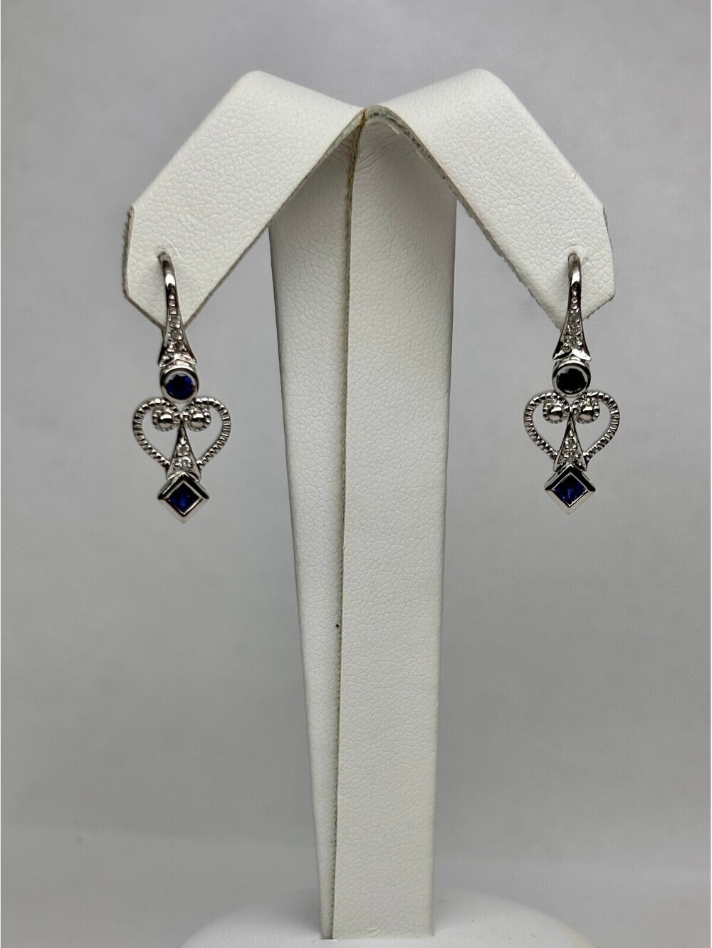 14k White Gold Sapphire Earrings